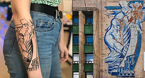 Журналистка сделала тату с изображением мозаики, которую хотели закрыть рекламой