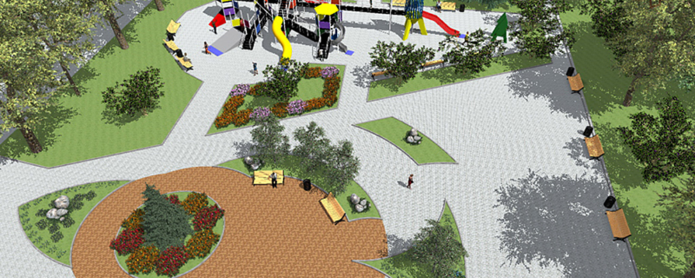 Прыгающий фонтан и сцена: на Правом берегу реконструируют парк (Фото)