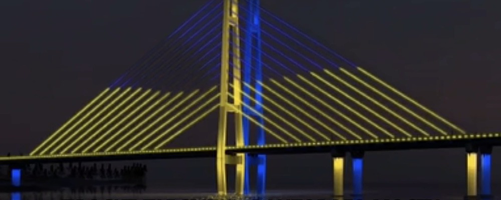 Новый запорожский вантовый мост красиво подсветят (Видео)